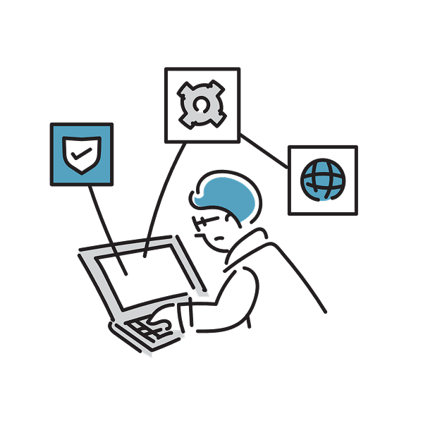 PCを操作する男性