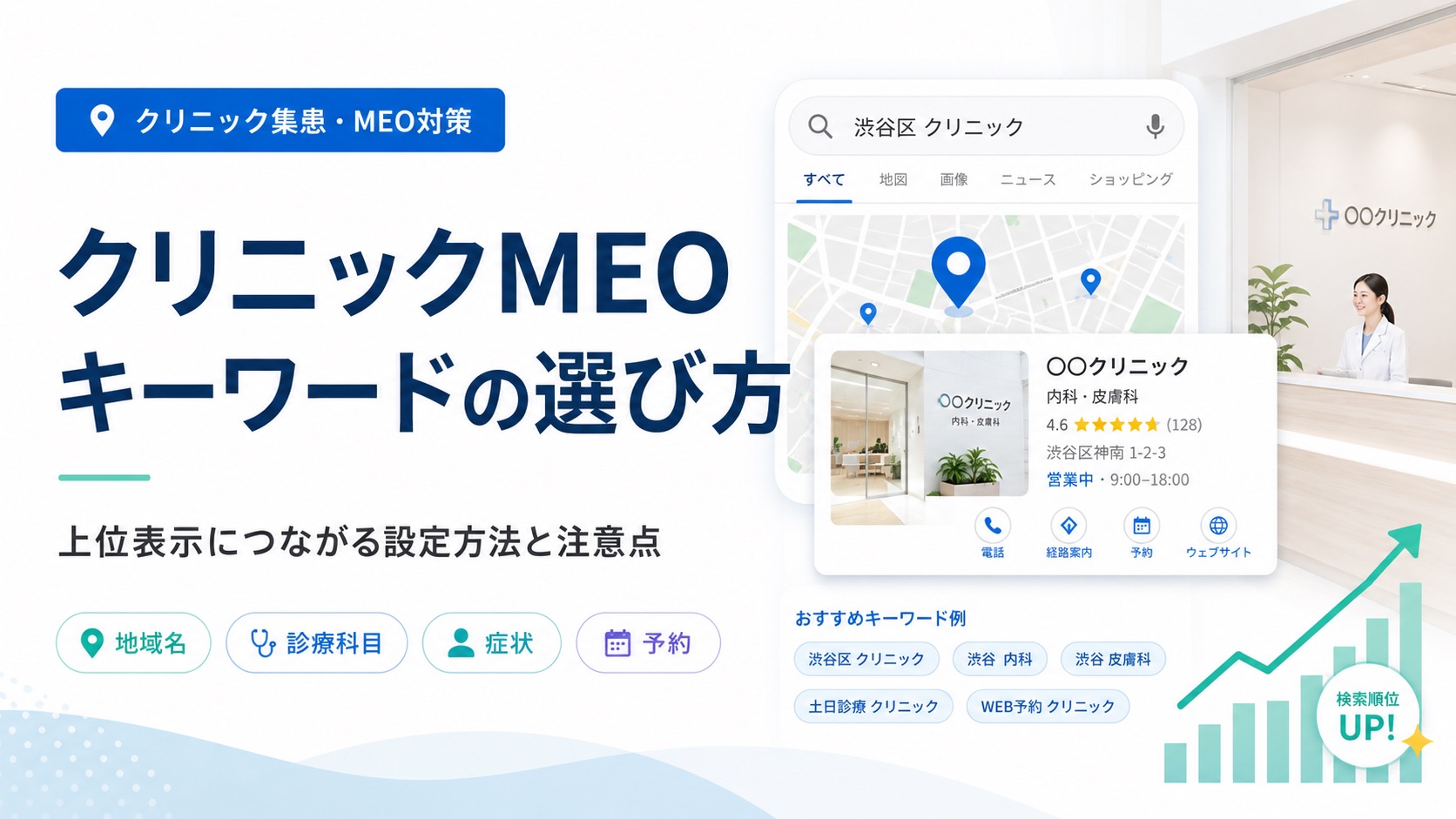 クリニックMEOキーワードの選び方|上位表示につながる設定方法と注意点を解説