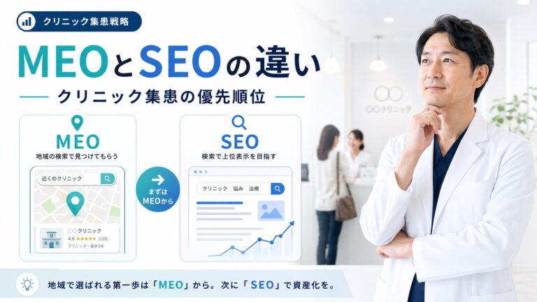 MEOとSEOの違いは？クリニック集患の優先順位を徹底解説
